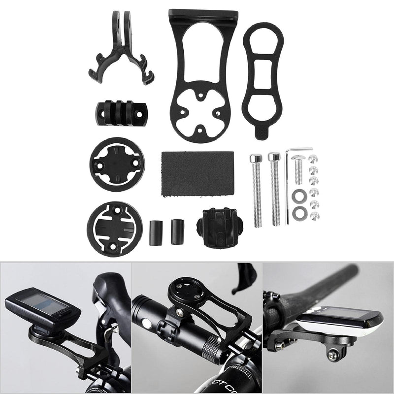 Metal Bike Computer Mount, Adjustable Out Front Bicycle GPS Bracket Holder (Black) Black