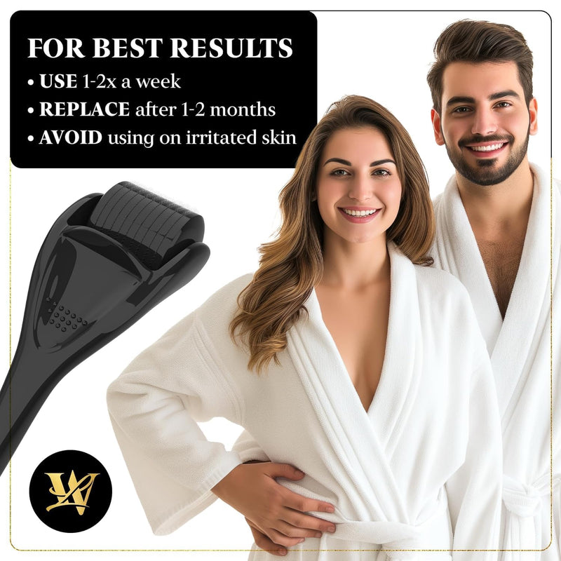 Derma Roller 0.5mm for Skin, Hair & Beard – Women and Men Titanium Microneedling Roller for Face & Scalp, Safe & Easy to Use