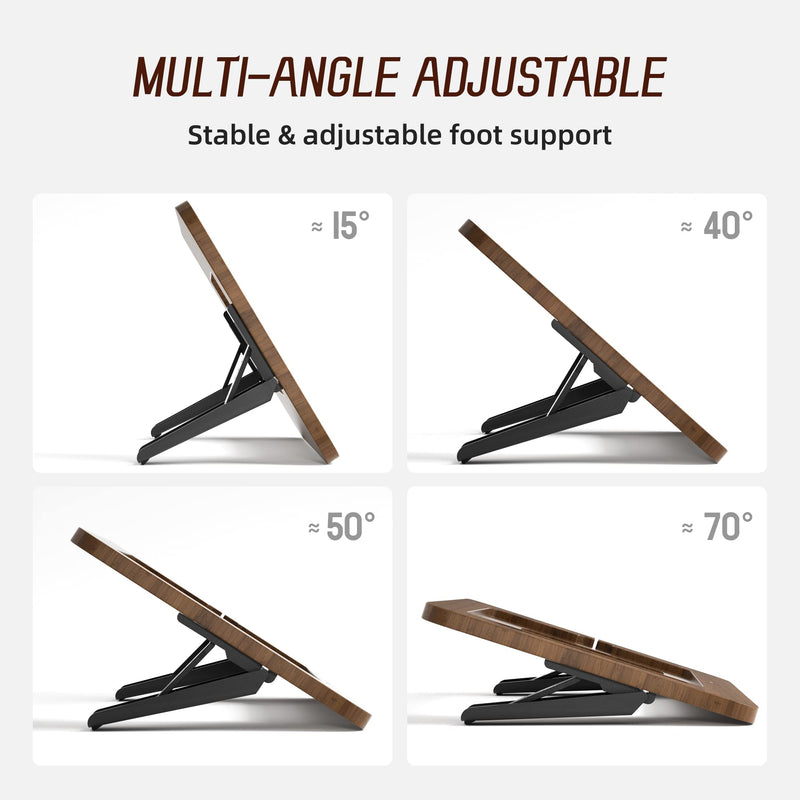 Bamboo Tablet Drawing Stand Tablet Holder - Portable & Adjustable 5 Angles,Laptop Stands Riser,Compatible with 12.9/13 inch iPad Pro-3rd-7th Gen(Walnut Varnish) Large-Fit iPad Pro 12.9/13 inches-With iPad case Walnut