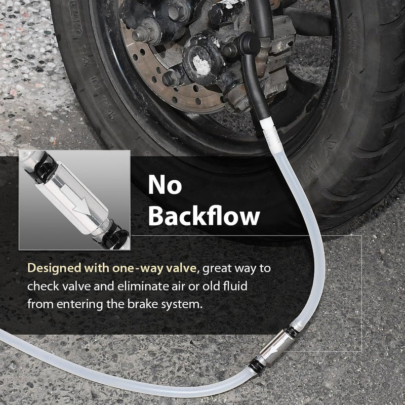 FIRSTINFO F3538 Hydraulic Brake Bleeder One Way Check Valve with Hose and Clamp Brake System Bleeding Tools