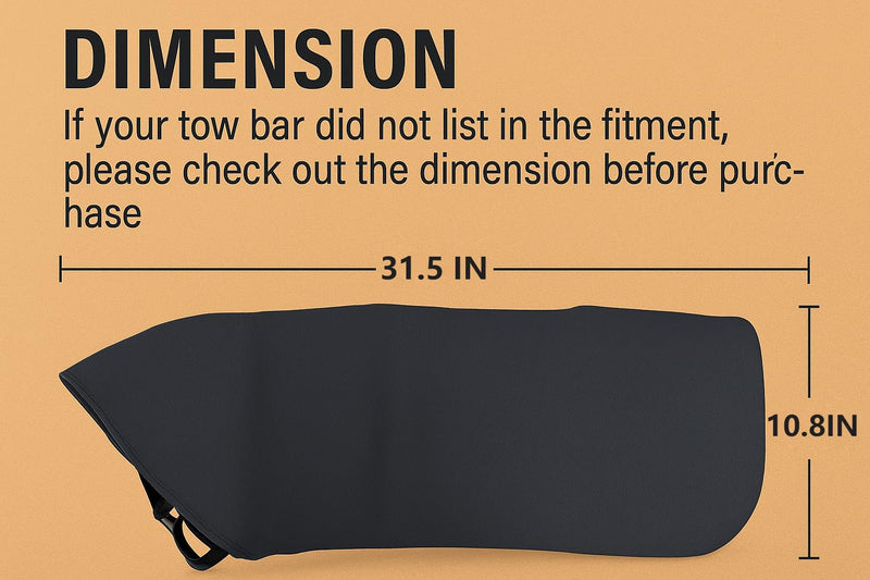 Tow Bar Cover Heavy-Duty Marine Grade Black Chloroprene Rubber Tow Bar Storage, Tow Bar Covers Universal for SUV, 055-3 Motorhome Mounted Tow Bars, Suitable for All Sterlings Falcons Blackhawk Towbars