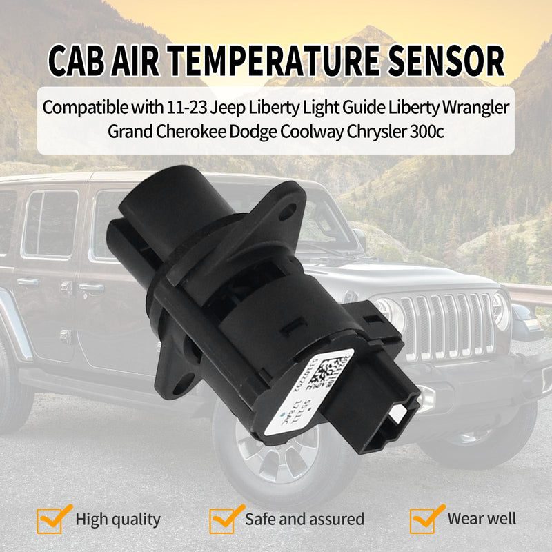 55111178AC Cabin Air Temperature Sensor Rplacement for Jeep Cherokee Compass Gladiator Wrangler Rplacement for Chrysler 300c Pacifica Voyager Dodge Challenger, Black 53102292