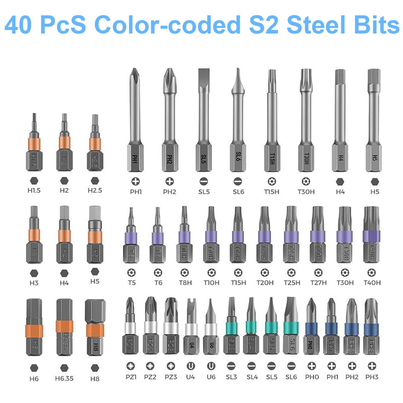 42-in-1 Magnetic Screwdriver Set, DIY Ratchet Screwdriver Set with Detachable Handle, Portable Compact Repair Tool Kit for Furniture Laptop Electronicsv Bicycle 42 in 1
