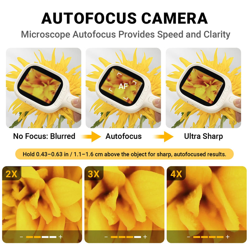 ScopeAround Digital Microscope, Autofocus Handheld Microscope, Magnifier with 2.8" IPS Screen and LEDs, Portable Magnifying Glass, 32 GB MicroSD Memory Card, Compatible with Mac/Windows