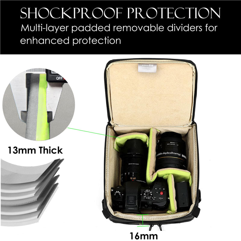Mini SLR Camera Insert Bag,Shockproof &Pressure-proof Dual Opening Camera Lens Cube Case Bag,Digital DSLR Mirrorless Cameras Accessories Storage Pouch Compatible for Canon,Sony,Fuji (XXS Gray) (4L)XXS Black