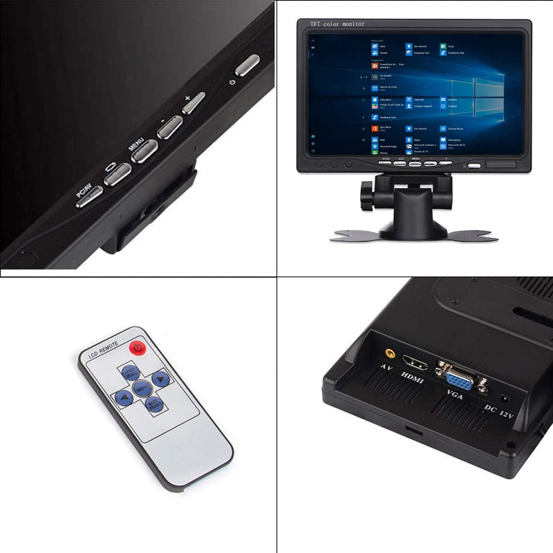 7 Inch Monitor HDMI - 1024x600 HD TFT LCD Screen Display AV VGA Input Built in Speaker for Raspberry Pi 3 Model B+ 3B CCTV Computer PC DVR Car