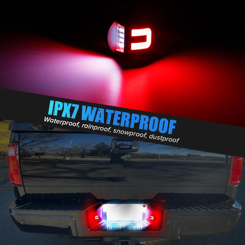 LED License Plate Light Compatible with F150 1990-2014 F250 F350 1980-1999 F250 F350 F450 F550 super duty1999-2016 Bronco80-96 Ranger83-11 6500K Tag White Light&C-Shaped Rear Parking Red Light