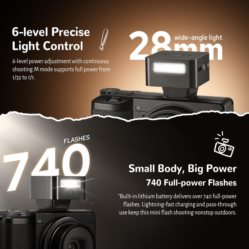ZENIKO ZT08 R Mini Flash for Ricoh,Built-in Battery,740 Full Power Flashes,Mini On-Camera TTL Flash Speedlite ZT08-R for Ricoh(Black)