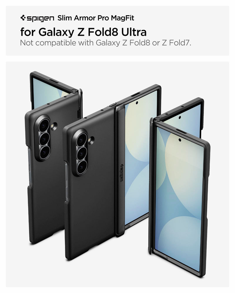 Spigen Slim Armor Pro MagFit for Galaxy Z Fold 8 Ultra Case, Black | Spring Hinge Protection, Air Cushion Technology, Compatible with MagSafe, SecuLink, Camera Plateau Protection