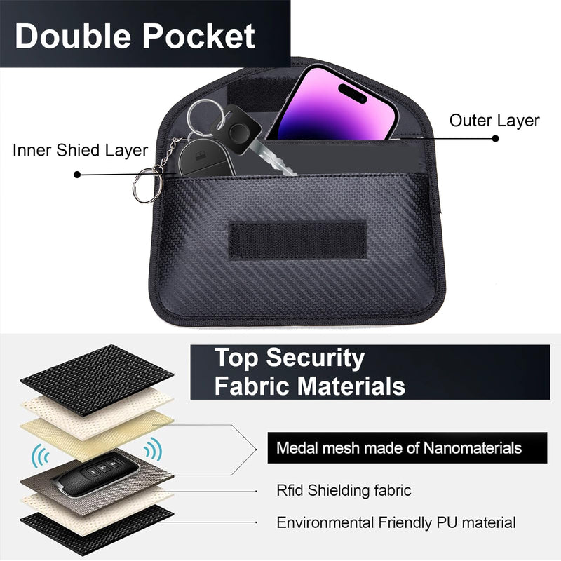 ONEVER Faraday Bags for Car Keys and Cell Phone, RFID Signal Blocking Key Pouch Cage, Anti Theft Car Protection Bag, Smart Phone WiFi,GSM,LTE,NFC,RFID,Keyless Entry Fob Signal Blocking Pouch