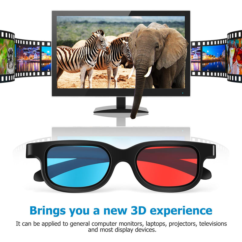 SEWACC 10 Pack Anaglyph 3D Glasses Red Cyan Lens Viewing Glasses for Movies Games and Pictures Compatible with Computer Monitors Tvs Projectors Home Theater