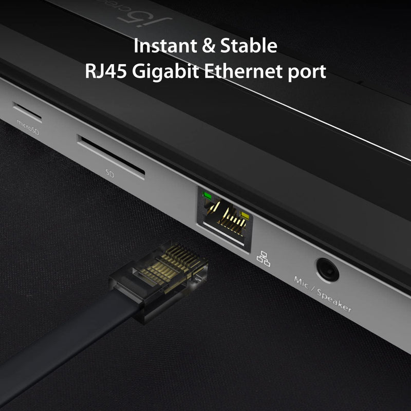 j5create USB-C 4K HDMI Docking Station (9-in-1), 4K HDMI, 5Gbps USB-A x3 | Card Reader, PD 100W, Gigabit Ethernet, Combo Audio Jack, for MacBook, and Windows USB-C Laptop (JCD533)