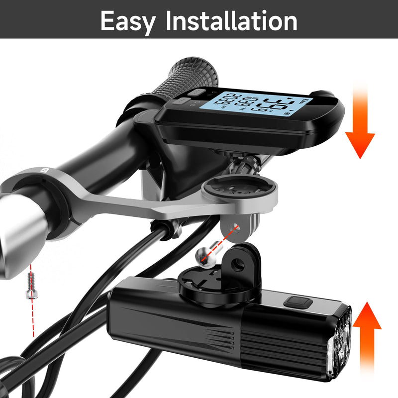 Out Front Bike Computer Mount for Garmin,Aero Bar Bike Mount Compatible with Wahoo,with Garmin,with Bryton & with Cateye,Integrated Handlebar Stand for GPS Computer,Flashlight and Sport Camera Out Front Mount-Grey