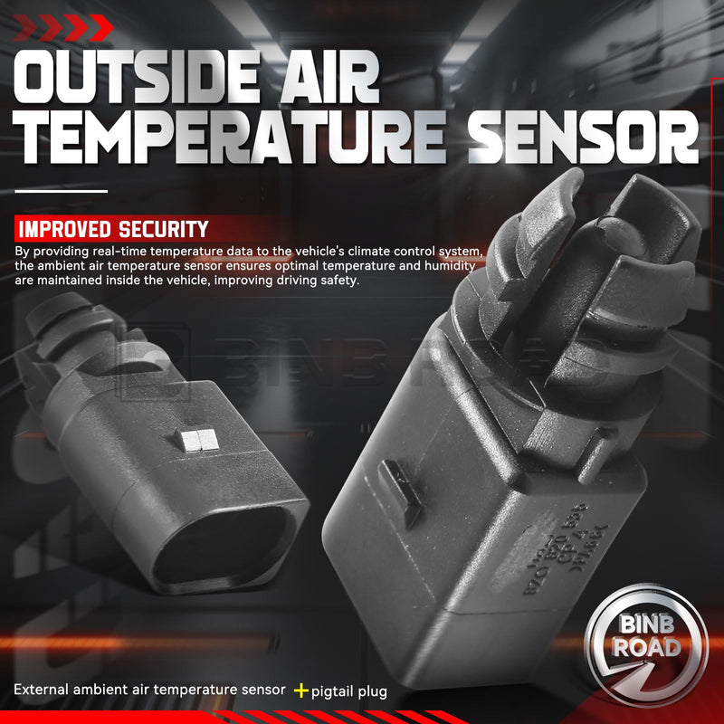 Outside Ambient Air Temperature Sensor with Plug 8Z0820535 + 1J0973702 Compatible with Audi A4 A6 A7 Q5 Q7 | VW Golf Jetta Passat