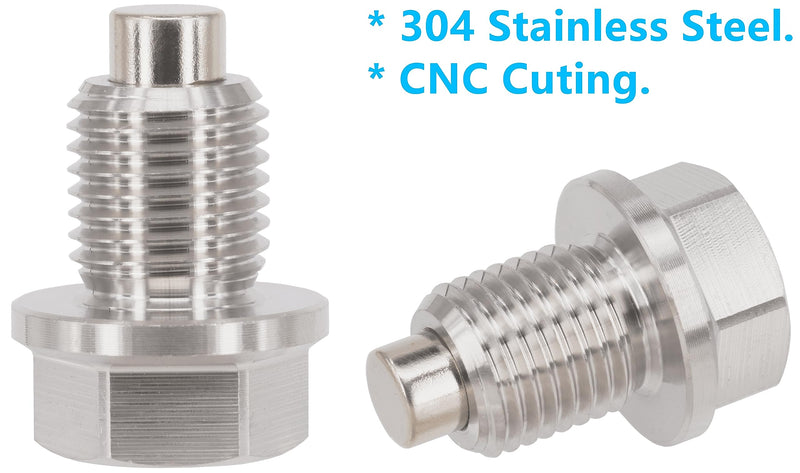 1PC M14x1.5MM Stainless Steel Engine Magnetic Oil Drain Plug Fits for Honda Accord Civic CR-V Odyssey, Acura Ford GM Mazda Hyundai KIA Audi RAM Yamaha And More Vehicles, Replace DP001 M14x1.5