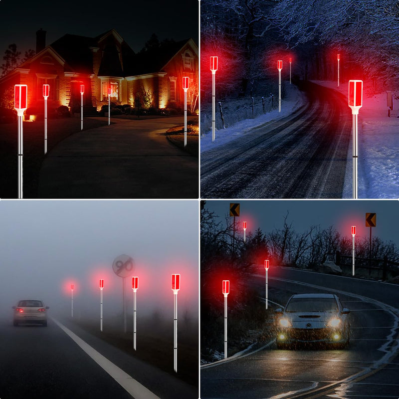 Aolyty Solar Lights Outdoor, Waterproof Driveway Markers Reflective, Warning Flash Light with 2 Lighting Modes, LED Solar Light 4 Pack for Parking Lots, Yard, Sidewalk, Stop Sign, 30 Inches (Red) Red