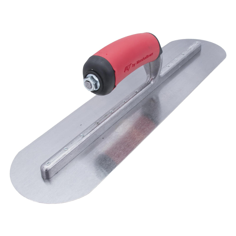 Marshalltown QLT Fully Rounded Concrete Finishing Trowel, 18 x 4 Inch, Soft Grip Handle, Assembled in USA, FTFR375R