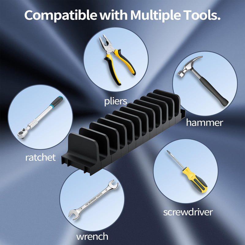 44 PCS Plier Organizer for Toolbox & Tool Drawer, Modular Desgin Plier Holders, Modular Toolbox Organizer System for Professional and DIY Mechanics, Include 20 Big Slot and 22 Small Slot, Black Non-Magnetic Black