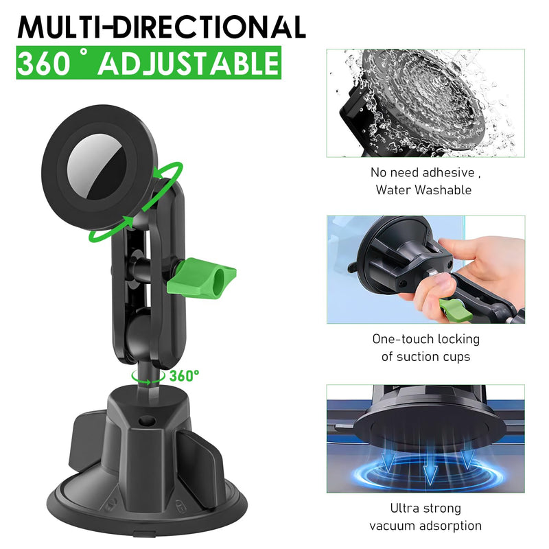 psycat Chubby Grip Magnetic Dash Mount Suction Cup Phone Mount for iPhone Samsung All Smartphone 360° Rotation Magnetic Phone Holder for Windshield