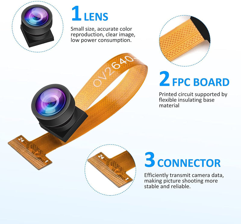 Aideepen ESP32-CAM W-BT Board ESP32-CAM-MB Micro USB to Serial Port CH-340G with OV2640 2MP Camera Module Dual Mode+2PCS OV2640 Camera 160° Wide-Angle Lens