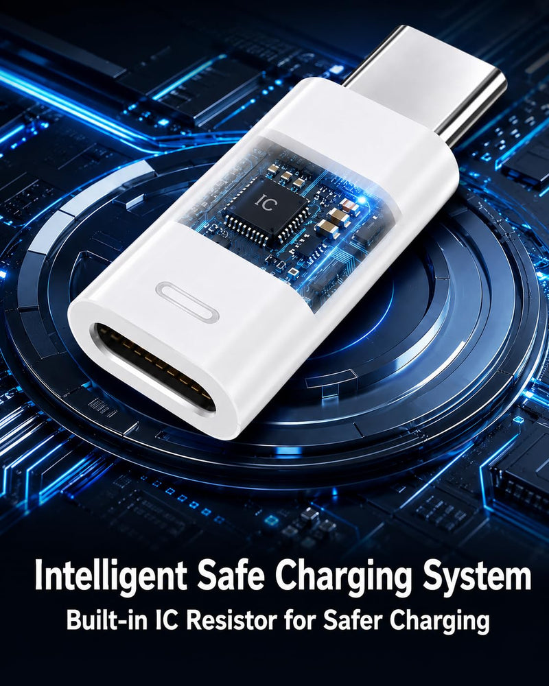 3-Pack Lightning Female to USB-C Male Adapter for iPhone 15/16/17 | Supports Charging and Data Transfer; Reuses Old Lightning Cables with USB-C Devices; Not for Audio or OTG. white