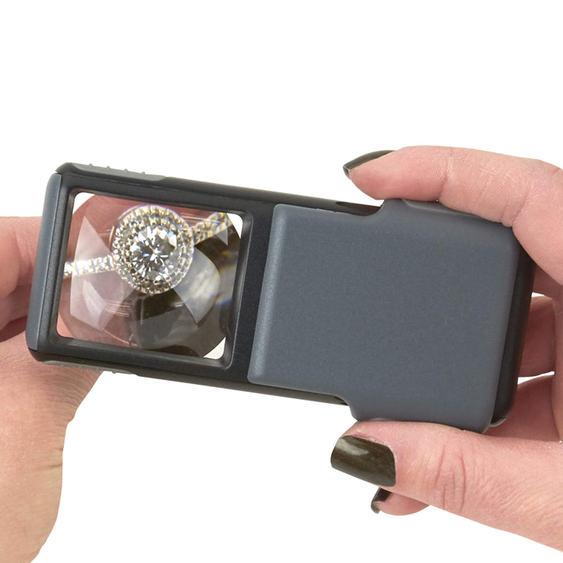 Carson 5x MiniBrite LED Lighted Slide-Out Aspheric Magnifier with Protective Sleeve - Set of 4 (PO-55MU),Gray Pack of 4