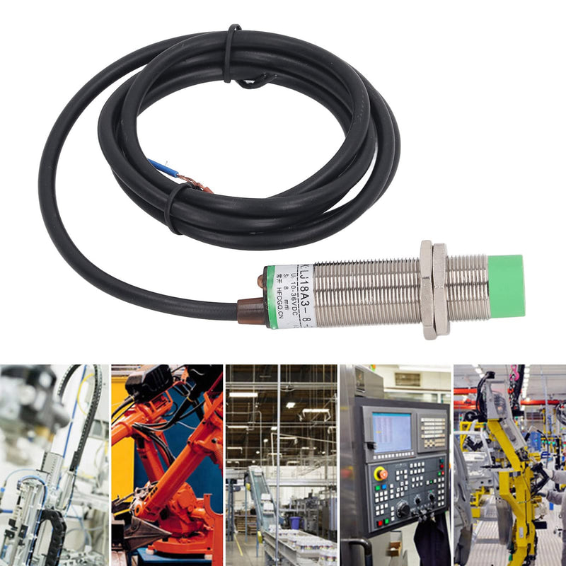 Inductive Proximity Sensor, 10-36VDC, 2 Wire Normally Open, 8mm Detection, IP65, 5 Pack