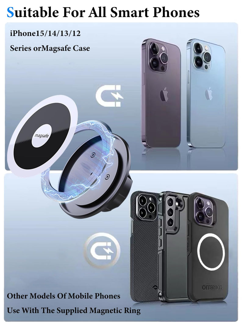 Magnetic Cup Holder Phone Holder for Car Mount [Upgraded 4-in-1] Magsafe Cell Phone Mount for Cup Holder & Air Vent, Magnet Phone Drink Holder Expander for iPhone 15 14 Pro Max & All Phones