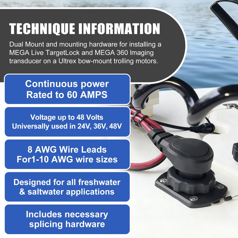 MKR-27 60 AMP Circuit Brea ker 1865115 &1865120 MKR-28 Trolling Motor Plug for Minn Kota Freshwater and Saltwater Marine Battery Boat Accessory Waterproof 12V 24V 36V 48V Trolling Motor Plug Kit