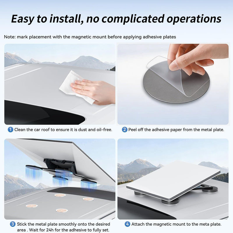 4PCS Starlink Mini Gen3 Magnetic Mount Plates for Car Truck SUV Roof | Adhesive Metal Plate Magnetic Pads for Satellite Dish Magnetic Car Mount