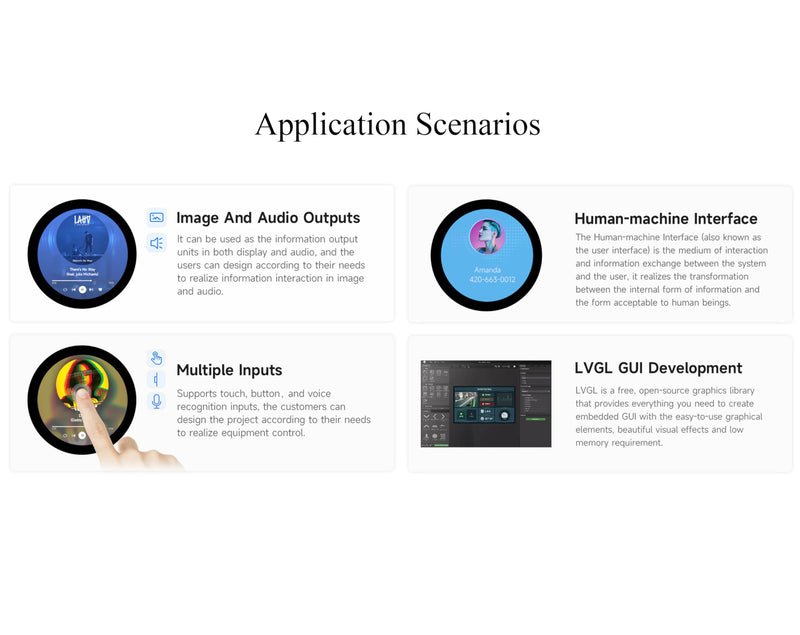 ESP32-S3 1.85inch Touch Display Development Board, 360×360 IPS LCD, Dual-Core Processor Up to 240MHz, Audio Codec, Support Offline Speech Recognition and AI Speech Interaction, with 8Ω 2W Speaker