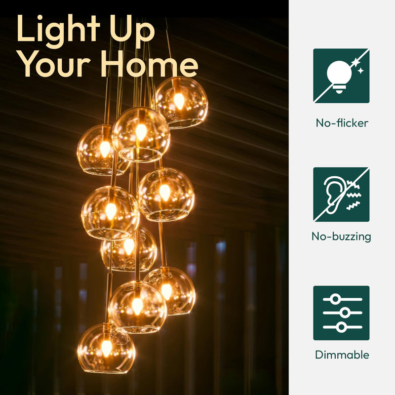 ALAMPEVER 12 Pack Chandelier Light Bulbs 100 Watt Equivalent, 800LM Bright Dimmable LED Light Bulb, E12 Base, 2700K Soft White, B11 Type, 5.5W, Ideal for Living Room, Bedroom, Dining Room 100w 2700k Soft White 12 Count (Pack of 1)