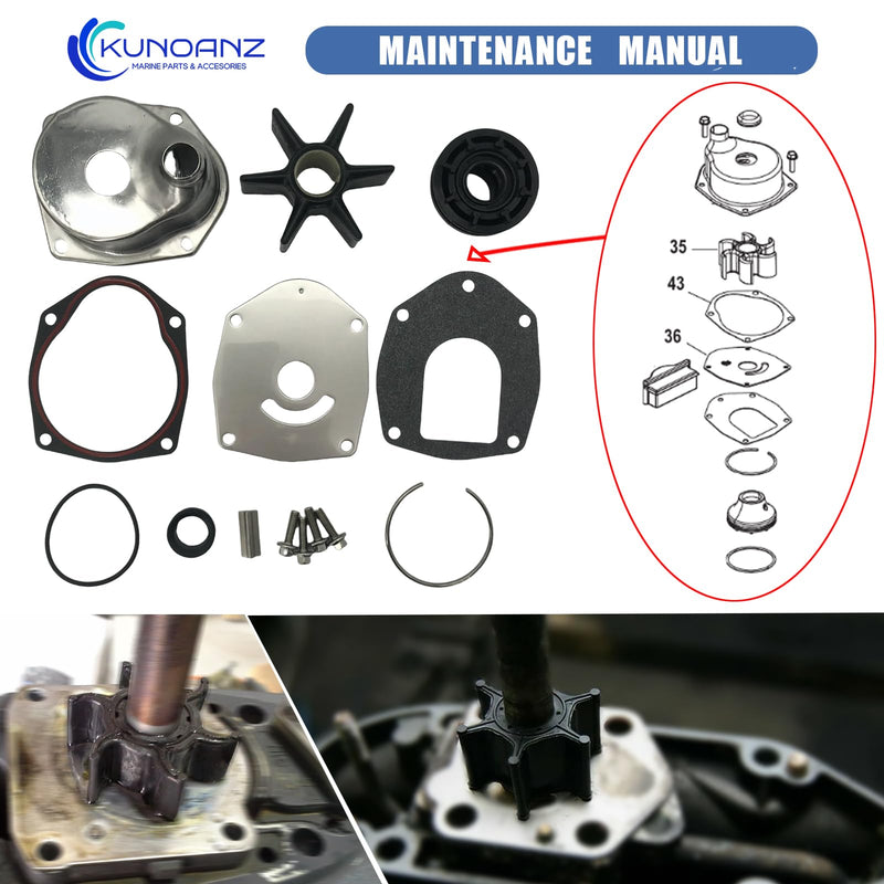 817275A09 Outboard Water Pump Impeller Repair Kit For Mercury Mariner 135 150 175 200 225 250 275 300 HP Verado DFI Pro XS 2/4-Stroke Sierra 18-3407 135HP 150HP 175HP 200HP 225HP 250HP 275HP 300HP