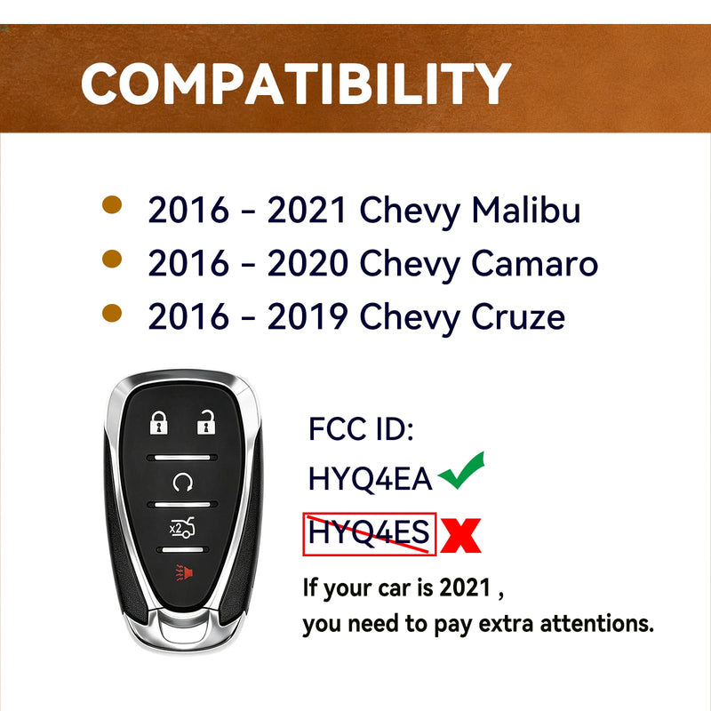 5 Buttons Key Fob Replacement for Chevy Malibu 2016-2021 HYQ4EA | for Chevy Camaro 2016-2020, Cruze 2016-2019, Proximity Smart Keyless Entry Remote, P/N:13529662,13590048 2 Pack