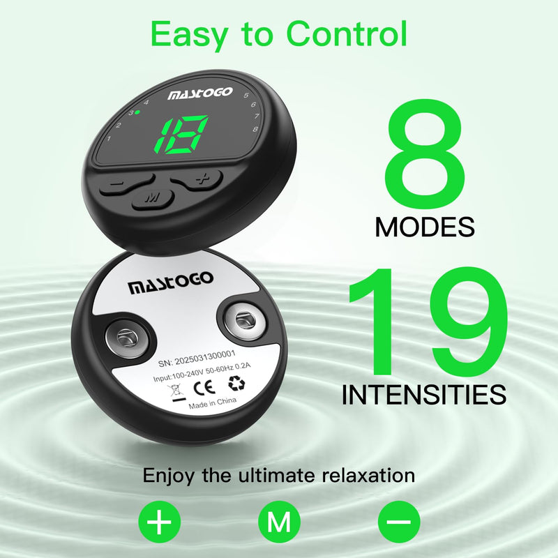 Wireless TENS Unit 8 Modes Muscle Stimulator for Pain Relief, Miniature Rechargeable TENS Device with Button Control, TENS Unit Massager for Back Sciatica Shoulder(3pads)