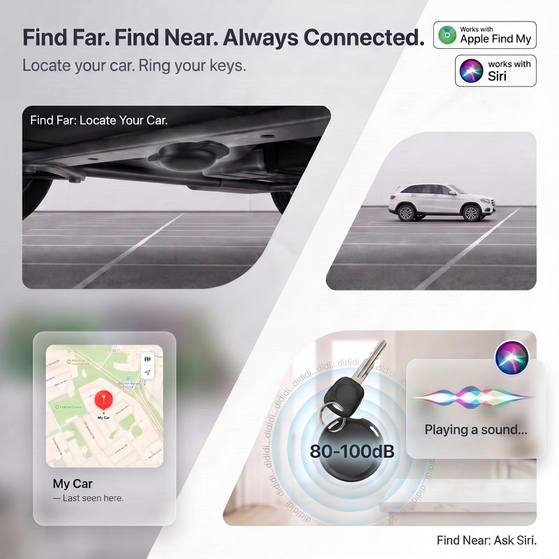 2 Pack GPS Tracker for Vehicles No Subscription Real Time Global Tracking | Devices Cars Hidden Car Tracker Work with Apple Find My(iOS Only)Magnetic Case Waterproof No Monthly Fee or SIM Card Required