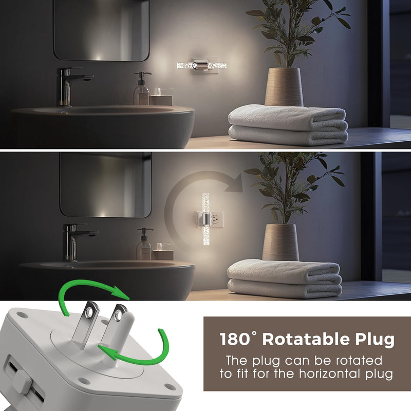 L LOHAS LED Bright Night Light, Night Lights Plug into Wall, 180° Rotating, Auto Light Sensor, Daylight White 5000K, Dimmable Nightlights for Bedroom Bathroom Hallway, 2 Pack White Base-5000K