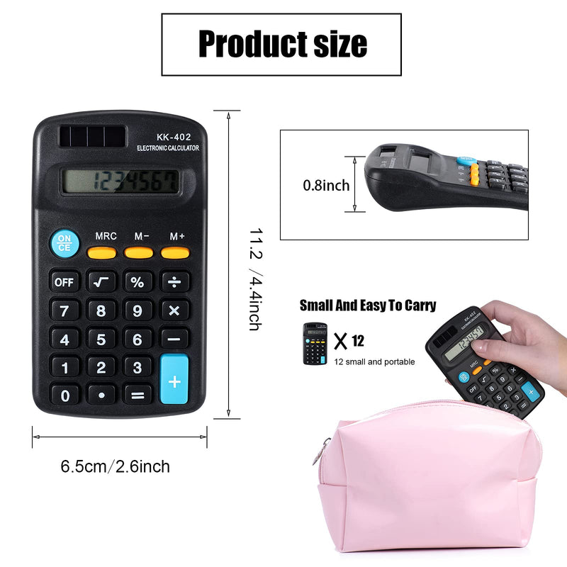 24 Pieces Pocket Size Mini Calculators Handheld Angled 8-Digit Display Calculators Basic Standard Small Accounting Desktop Supplies for Office School and Home 24