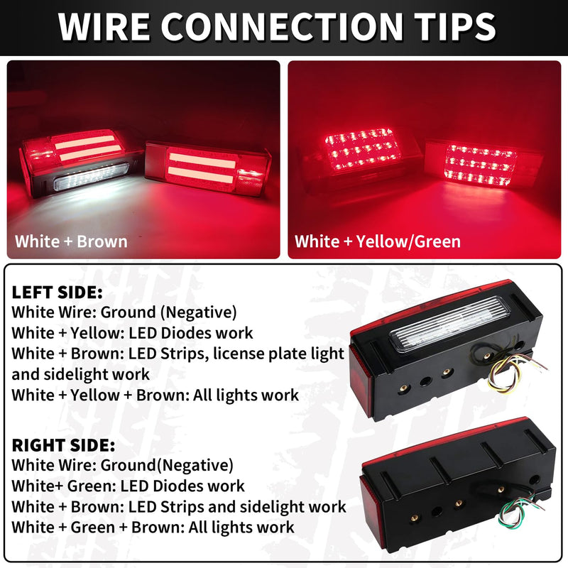 Gonice Submersible Boat Trailer Light Kit - Super Bright LED Trailer Lights with Halo Strip Lights - Ideal for Camper Truck RV Snowmobile Under 80" - DOT Compliant, IP68 Waterproof