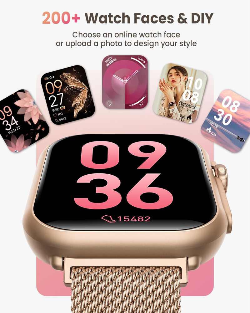 Smart Watch Women | 100+ Sports Mode Gold 1.85