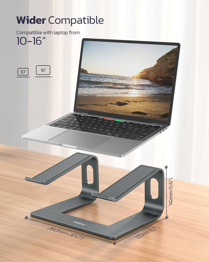 Nulaxy Fully Aluminum Detachable Laptop Stand, Ergonomic Ventilated Cooling Laptop Holder Computer Riser for Desk, Anti-Slip Design Notebook Stand Compatible with All 10-16" MacBook/Dell XPS/HP/Lenovo A-Grey