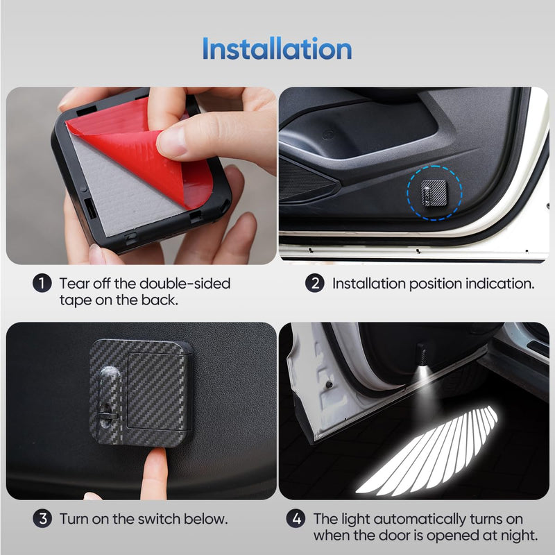 2 PCS Car LED Angel Wing Car Door Light Logo Projector Car Brand Logo LED Ghost Shadow Light Projector car open door light car welcome light car door projector lights (Angel Wings) Angel Wings