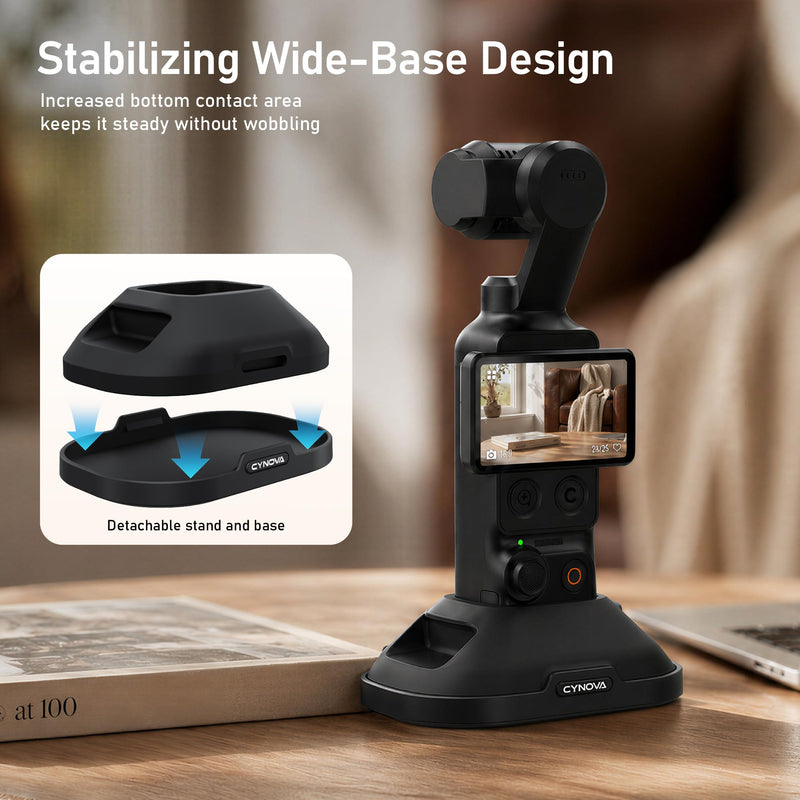 Upgraded Silicone Stand Base for DJI Osmo Pocket 4P/4/3/Xtra Muse | Detachable Adhesive Base for Car & Desktop, Osmo Pocket 4 Accessories Fits Battery Handle & 1/4" Handle, Stable & Non-Slip