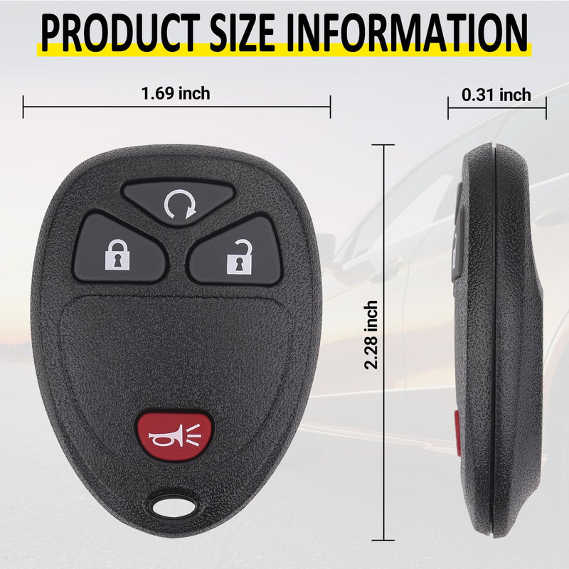 Key Fob Keyless Entry Remote Compatible with Chevrolet Silverado Traverse Avalanche, GMC Sierra, Pontiac Torrent, Saturn Outlook Vue 2007-2017, Replacement for OUC60270, OUC60221 (Pack of 2)