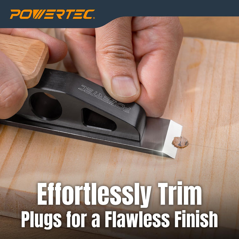 POWERTEC Chisel Plane with Flat Blade – Compact Edge Trimming Tool for Woodworking, Plug Trimming, Joinery Cleanup – Includes Wrench (72162) Chisel Plane w/Flat Blade