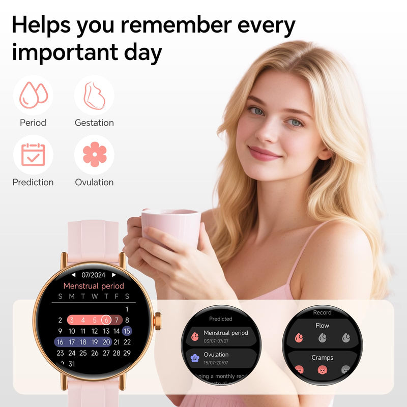 Smart Watch for Women,1.57" Touch Screen Smartwatch for iPhone& Samsung& Android,Answer/Make Call,Fitness Tracker with Heart Rate/SpO2/Sleep Monitor,IP68 Waterproof,110+ Sports Mode,2 Bands Pink 1.57 inches