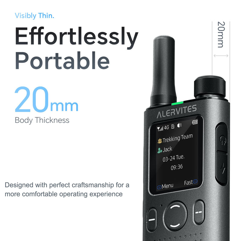 PoC Radio Walkie Talkies Long Range PoC-AT1 Handheld 2 Way Radio | PoC Radio 4G LTE with APP, Push to Talk Over Cellular Long Distance for Hiking and Family Outdoor