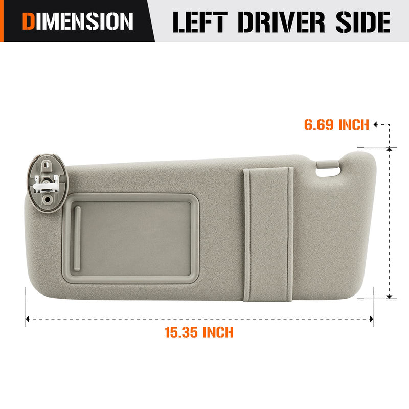 Sun Visor with Light for 2009-2016 Toyota Venza with Sunroof, Left Driver Side Beige Sunvisor Replacement 74320-0T021-A1 (Beige) Left - For Venza w Sunroof