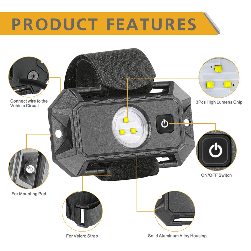 UTV LED Dome Light 12V with Switch, Rfroad Lighting Universal Roll Bar Mount LED White Light Interior Dome Light for UTV ATV Polaris RZR Can Am Car Golf Cart