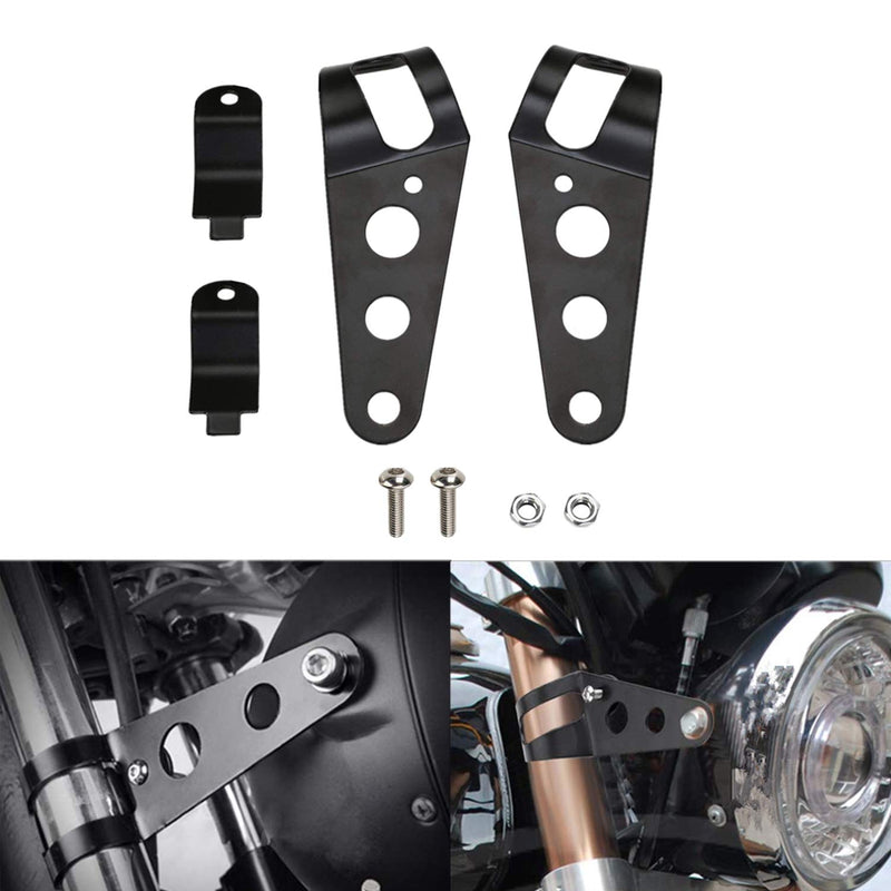 OSAN Universal 35mm-43mm Motorcycle Headlight Mount Brackets Fork Ear for Chopper Cafe Racer - Black Bracket